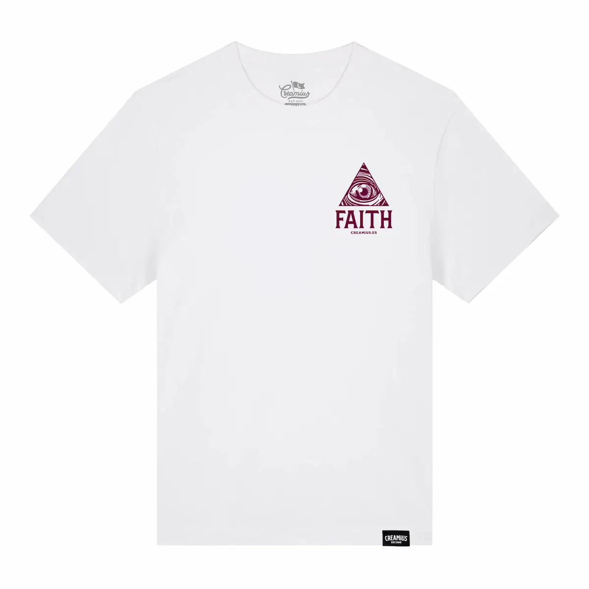 Diseño ET blanca: Camiseta blanca con diseño de ET en granate